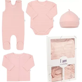 Kojenecká souprava 4dílná novorozenecká sada NEW BABY I AM, růžová, vel. 56 (0–3 m)