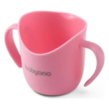 BABYONO Hrnek ergonomický s oušky 120 ml růžový 6m+
