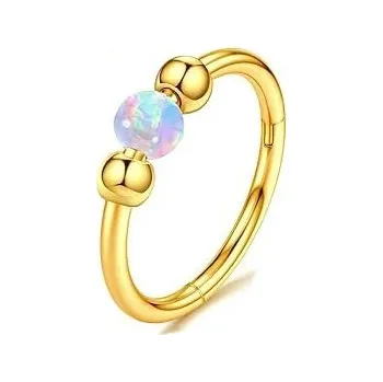 Piercing Titánový opálový kroužek do nosu | tělový šperk - Zlatá barva , 20G 0,8x10mm