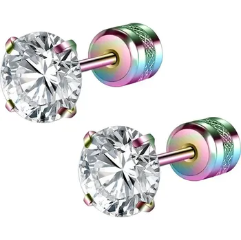 Náušnice Elegantní ocelové náušnice se zirkonem | šperk 2 ks - A-Barevná bílá , 2mm