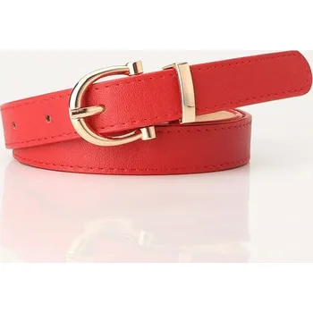Opasek Stylový dámský pásek s přezkou do kalhot | módní doplněk - Červený , 104 cm