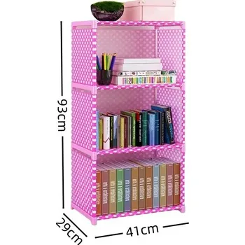 Knihovna Jednoduchý vícepatrový regál na knihy | knihovna - 4vrstvá červená