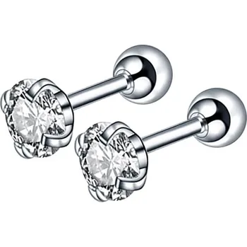 Náušnice Elegantní ocelové náušnice se zirkonem | šperk 2 ks - D-stříbrná bílá , 6mm