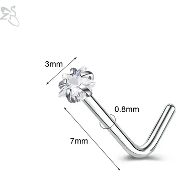 Piercing Ocelový piercing do nosu s krystaly | šperk - Styl 4 SRWH , 18G (1,0 mm)