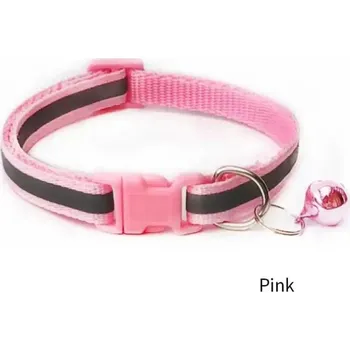 Obojek pro psa Reflexní nastavitelný obojek s rolničkou | chovatelské doplňky - Růžový , Nastavení 19-32 cm