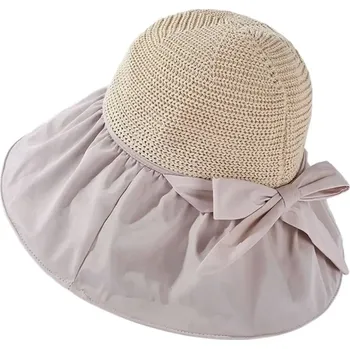 Klobouk Stylový skládací letní klobouk s ochranou proti slunci | plážový doplněk - Béžový styl 2