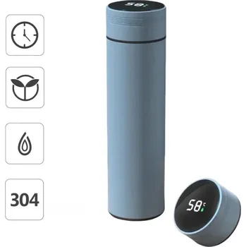 Termohrnek Chytrý nerezový termohrnek s displejem | cestovní nádobí - Modrý , 500ml