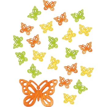 Vánoční dekorace Dřevěná dekorace Motýlci 24ks