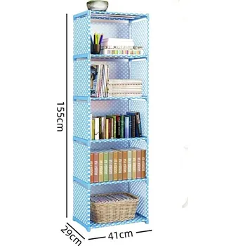 Knihovna Jednoduchý vícepatrový regál na knihy | knihovna - 6 vrstev modrá