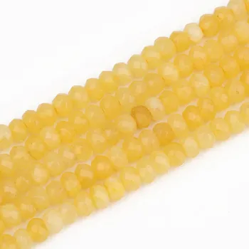 Náramek Přírodní fasetované minerální korálky 3x5mm | šperky - Žlutý chalcedon