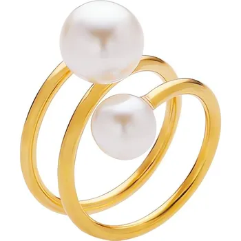 Prsten Elegantní pozlacený prsten se syntetickými perlami Troli / Obvod: 54 mm - 54 mm