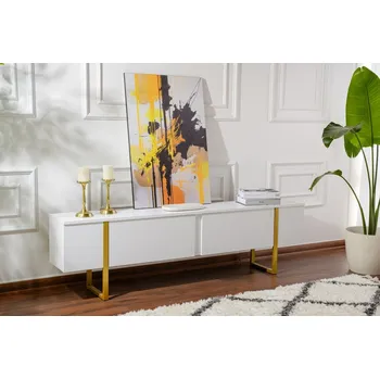 Televizní stolek TV stolek Serenity - White, Gold