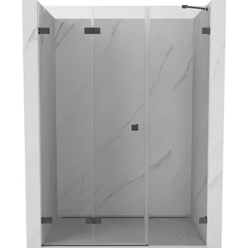 Sprchové dveře Mexen Lunar-F, skládací levé sprchové dveře 115 cm, 8mm čiré sklo, broušený grafit profil, 836S-115-050-66-00-L