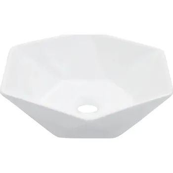 Bílá keramická umyvadlo šestihranná 41 x 36,5 x 12 cm