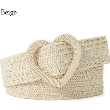 Opasek Stylový pletený dámský pásek | módní doplněk - 01 – béžová