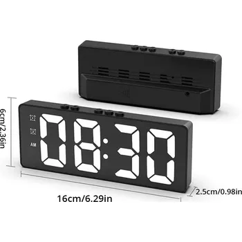 Hodiny Moderní LED stolní budík s teplotním displejem | hodiny 1+1 ks - Čtvercová černá