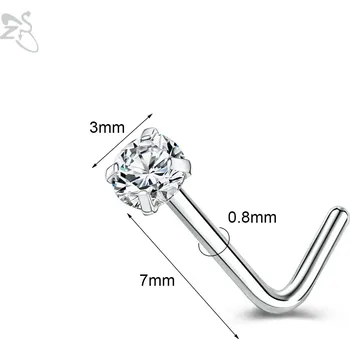 Piercing Ocelový piercing do nosu s krystaly | šperk - Styl 2 SRWH , 20G (0,8 mm)