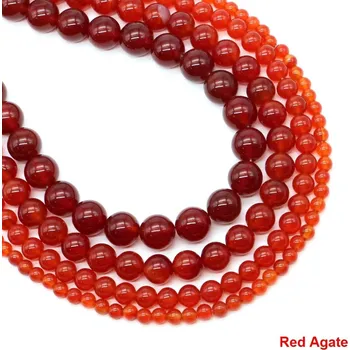 Náramek Korálky z přírodního kamene 4–10 mm | šperky - Červený achát , 4mm 85-92 ks