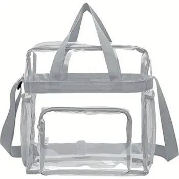 Stylová průhledná taška přes rameno z PVC | kabelky - Šedá