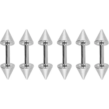 Náušnice Ocelové šroubovací náušnice set 6ks | tělový šperk - Kužel , 1,2x6x4mm