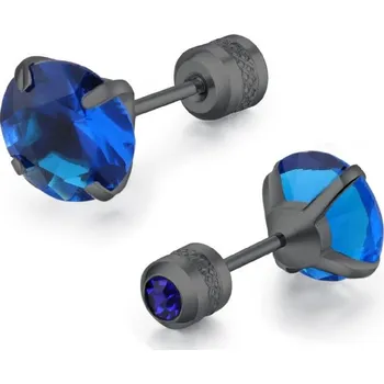 Náušnice Elegantní ocelové náušnice se zirkonem | šperk 2 ks - A-Černá modrá , 5mm