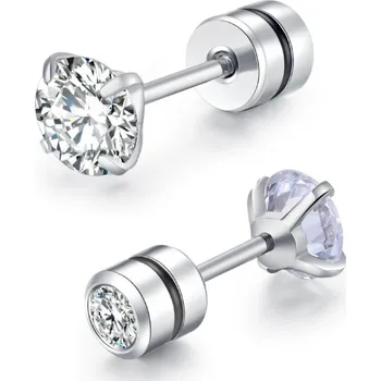 Náušnice Elegantní ocelové náušnice se zirkonem | šperk 2 ks - C-Stříbrná bílá , 4mm