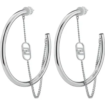 Šperk Ocelové kruhové náušnice s řetízkem LJ2775 Liu Jo