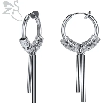 Náušnice Punk ocelové visací náušnice kříž | šperk 2 ks - 131 stříbra