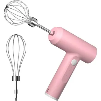 Přenosný elektrický ruční mixér | šlehač 4 ks - Růžový