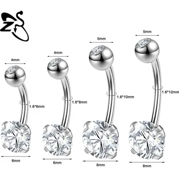 Piercing Ocelový piercing do pupíku s krystalem | tělový šperk - Styl 4 Stříbrný , 8mm