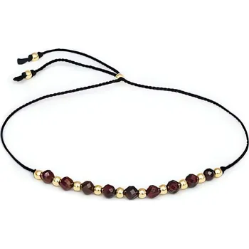 Náramek Šňůrkový náramek s korálky z granátu HE21R3G-BK Agato