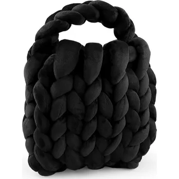 Kabelka Kabelka z velvetové příze hand made 25x22 cm, střední, 5 černá