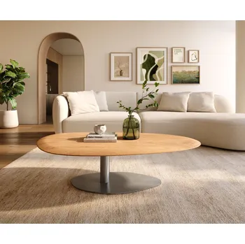 Konferenční stolek Konferenční stolek Edge oválný 140x75 cm dub přírodní kulatá hrana