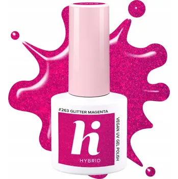 Přípravek na nehty Hybridní lak barevný hi hybrid GLITTER MAGENTA 5 ml