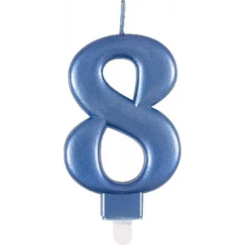 Dortová svíčka Svíčka číslice 8 metalická modrá 8 cm