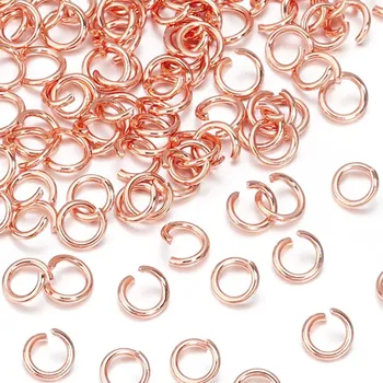 Korálek Spojovací kroužky z oceli | spojky - 100 ks růžového zlata , 0,6x3 mm