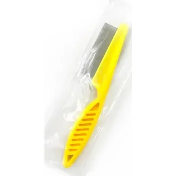 Kartáč pro zvířata Nerezový hřeben proti blechám pro psy a kočky | kartáč na srst - žluť , S 14CM