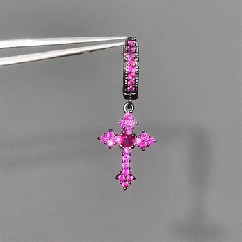 Šperk Elegantní visací náušnice s křížem zdobeným zirkony | náušnice šperk - A3