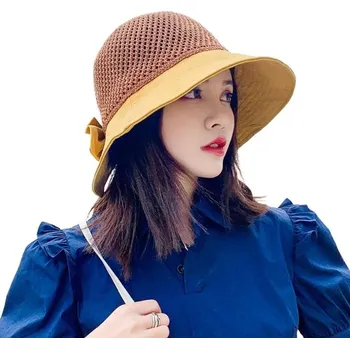 Klobouk Stylový skládací letní klobouk s ochranou proti slunci | plážový doplněk - Žlutý styl 1