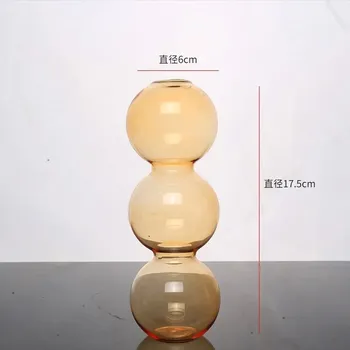 Váza Skleněná váza nordic styl | dekorace - Žlutavě vysoká 16 cm