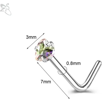 Piercing Ocelový piercing do nosu s krystaly | šperk - Styl 3 SRAB , 18G (1,0 mm)