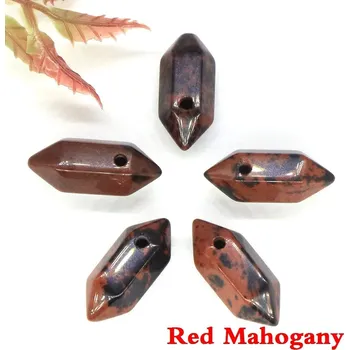 Přívěsek Opracovaný minerální krystal se dvěma hroty | kamenný přívěsek - Červený mahagon , 1 KS