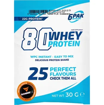 Protein 6Pak Nutrition Whey Protein 80 (908 g) - 908 g, čokoláda Velikost: 30 g, Příchuť: cookies