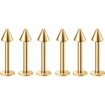 Piercing Elegantní ocelový labret piercing s hrotem | šperk 6 ks - Zlato , 1,2x6x3mm