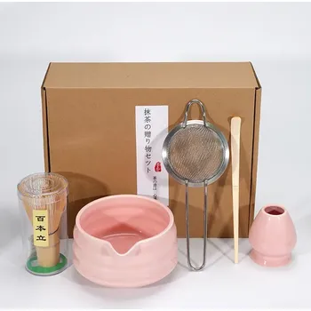 Keramická miska na matcha čaj | miska na polévku - 5 ks - růžová