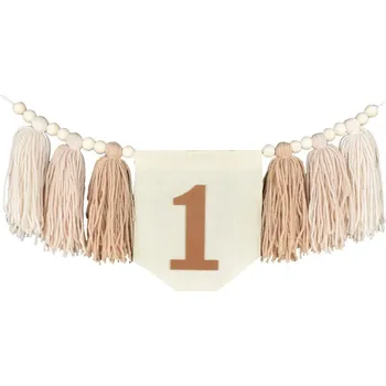 Party dekorace Růžová party dekorace na židli | ozdoba - hnědý střapec