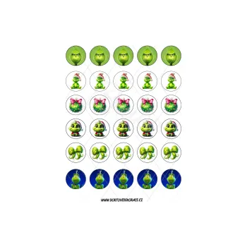 Jedlá dekorace na dort MALÝ GRINCH 3,4 cm, VARIANTA Jedlý papír 1876