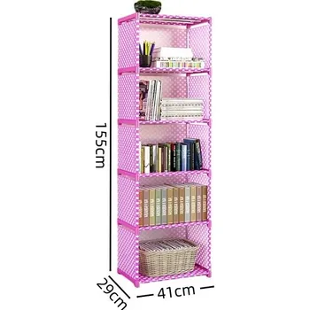 Knihovna Jednoduchý vícepatrový regál na knihy | knihovna - 6vrstvá červená