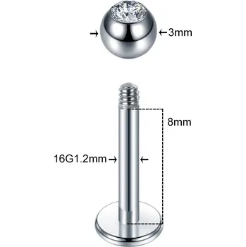 Piercing Ocelový piercing s krystalem do ucha | náušnice - Styl1 , 1,2x8x3mm