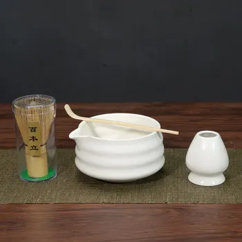 Keramická miska na matcha čaj | miska na polévku - 4 ks - bílá